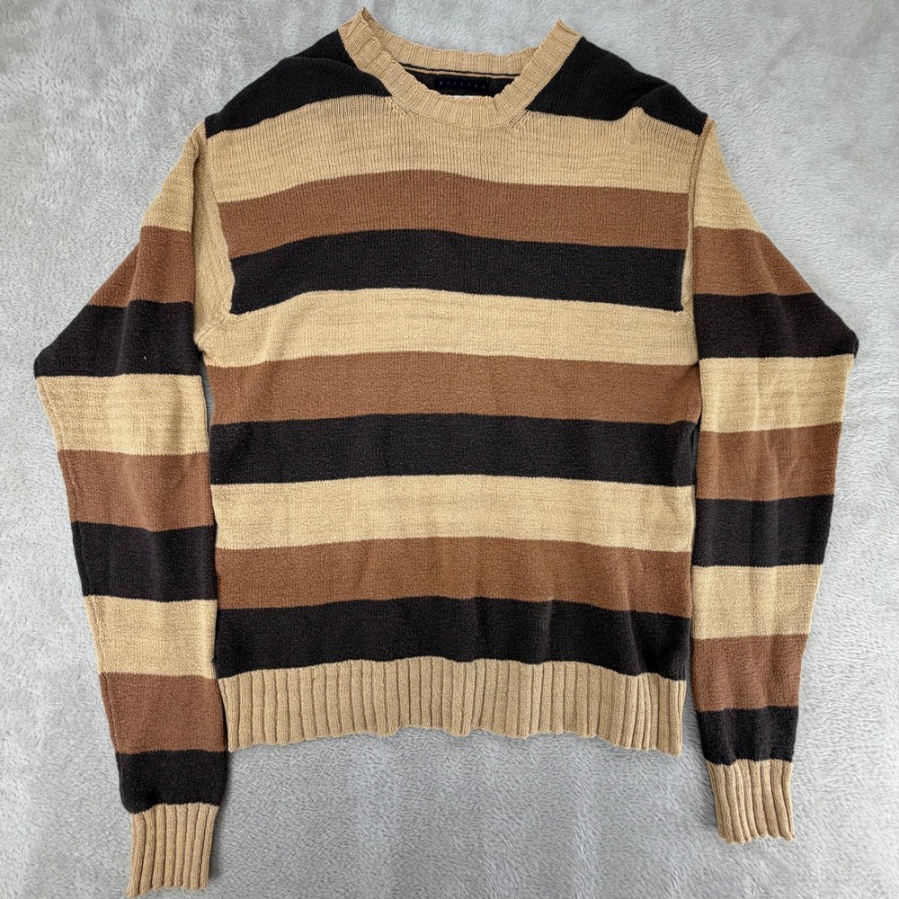 Vintage 90s Gap‎ Mens Large Brown Striped Crewneck Sweater Preowned
